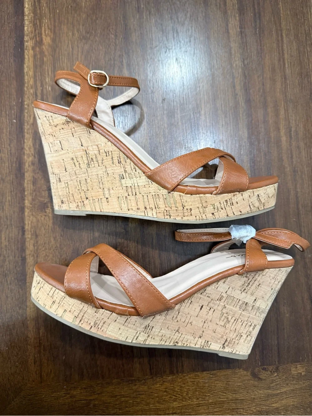 Lulu's brown Cork Platform Wedge Sandals